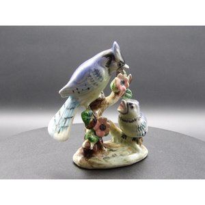 Vintage Blue Jay with Baby Figurine Marked "Blue Jar" 4" H x 3 1/2" W x 2" D
